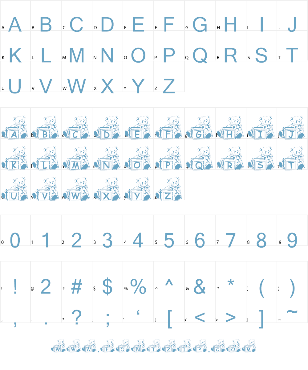 Summer's Bear Blocks Font Character